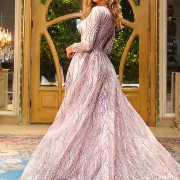 Gold Sequin Embellished Maxi Gown - Picture 9 of 16